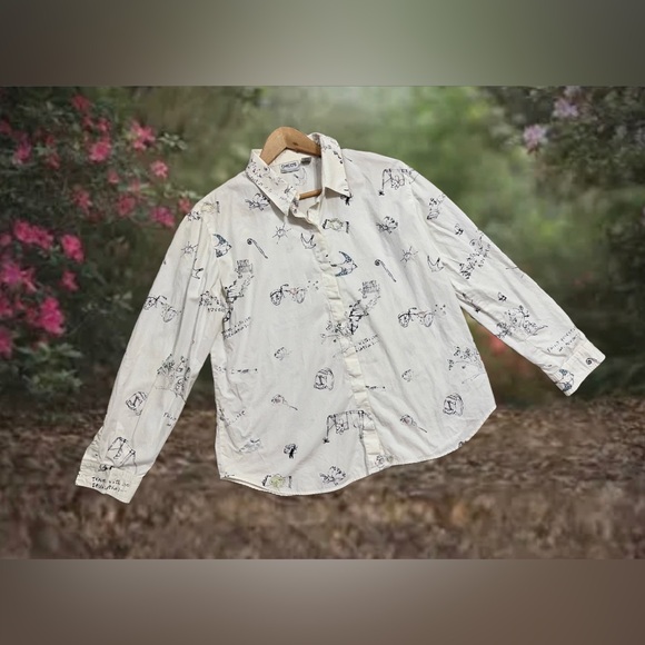 Chico’s Paint Yourself An Adventure Button Up Shirt Size 2/M Women’s Boho Artsy - Picture 9 of 9